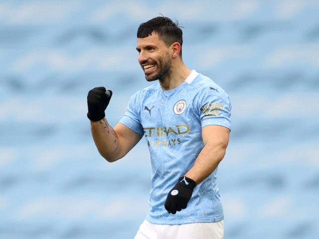 Sergio Aguero pictured during his final Premier League game for Manchester City on May 23, 2021