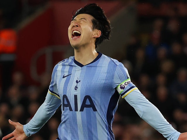 Tottenham Hotspur's Son Heung-min celebrates scoring on December 15, 2024