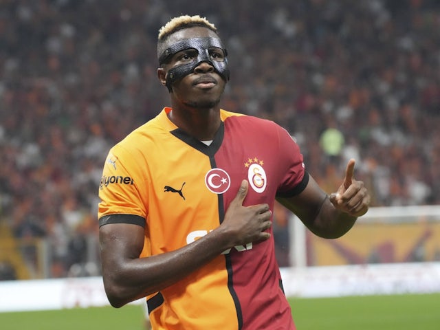 Victor Osimhen of Galatasaray celebrates after scoring on September 28, 2024