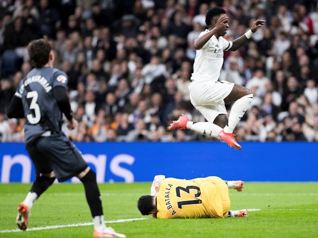 Vinicius Junior of Real Madrid during his side's clash against Rayo Vallecano, on March 9, 2025