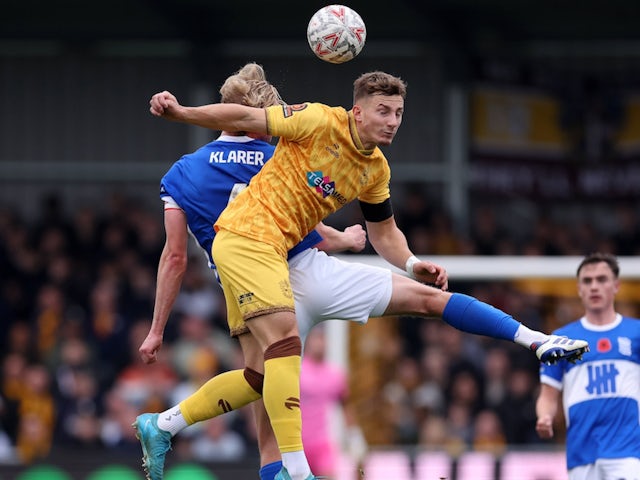 Sutton United's Will Davies in action against Birmingham City on November 3, 2024