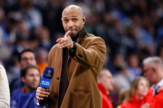 MADRID, SPAIN - FEBRUARY 19: Thierry Henry gestures during the UEFA Champions League 2024/25 League Knockout Play-off second leg match between Real Madrid CF and Manchester City, at Santiago Bernabeu stadium on February 19, 2025, in Madrid, Spain. (Photo By Dennis Agyeman/Europa Press via Getty Images) Mohamed Salah