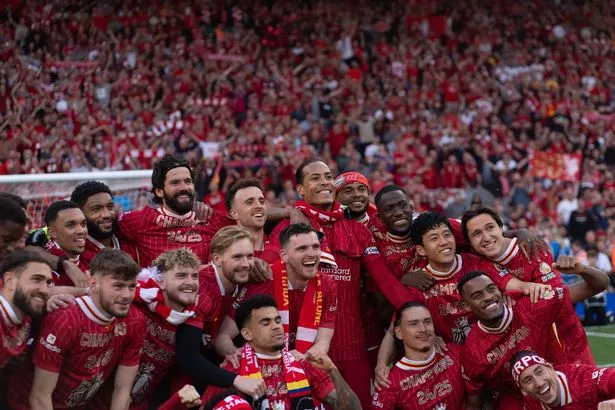 Liverpool's players celebrate winning the league