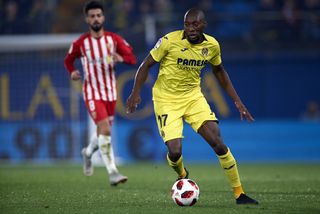 Karl Toko Ekambi on the ball for Villarreal against Almería in the Copa del Rey in December 2018.