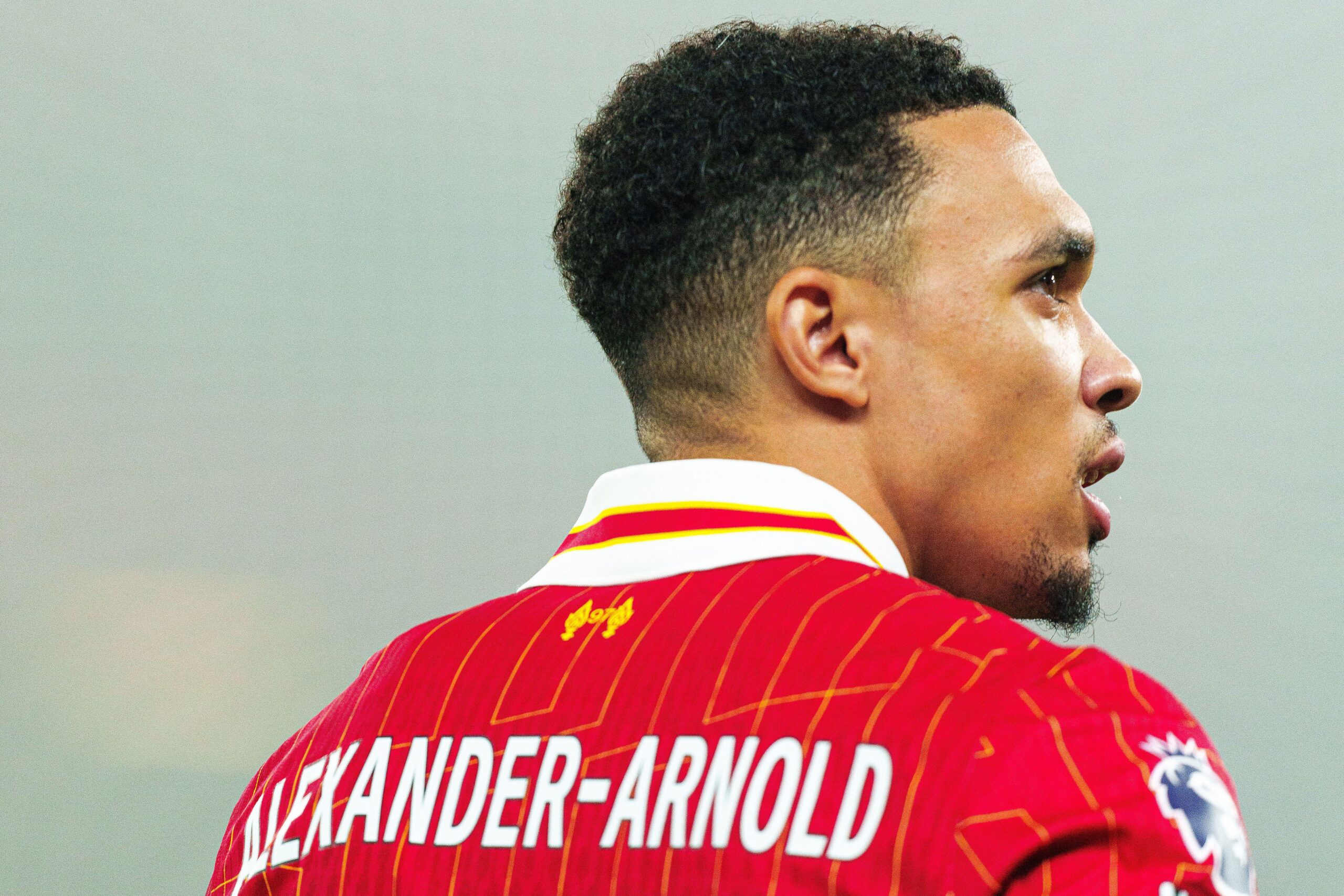 Trent Alexander-Arnold of Liverpool looks on during the Premier League match against Leicester City at Anfield in Liverpool, UK on 26 December, 2025.