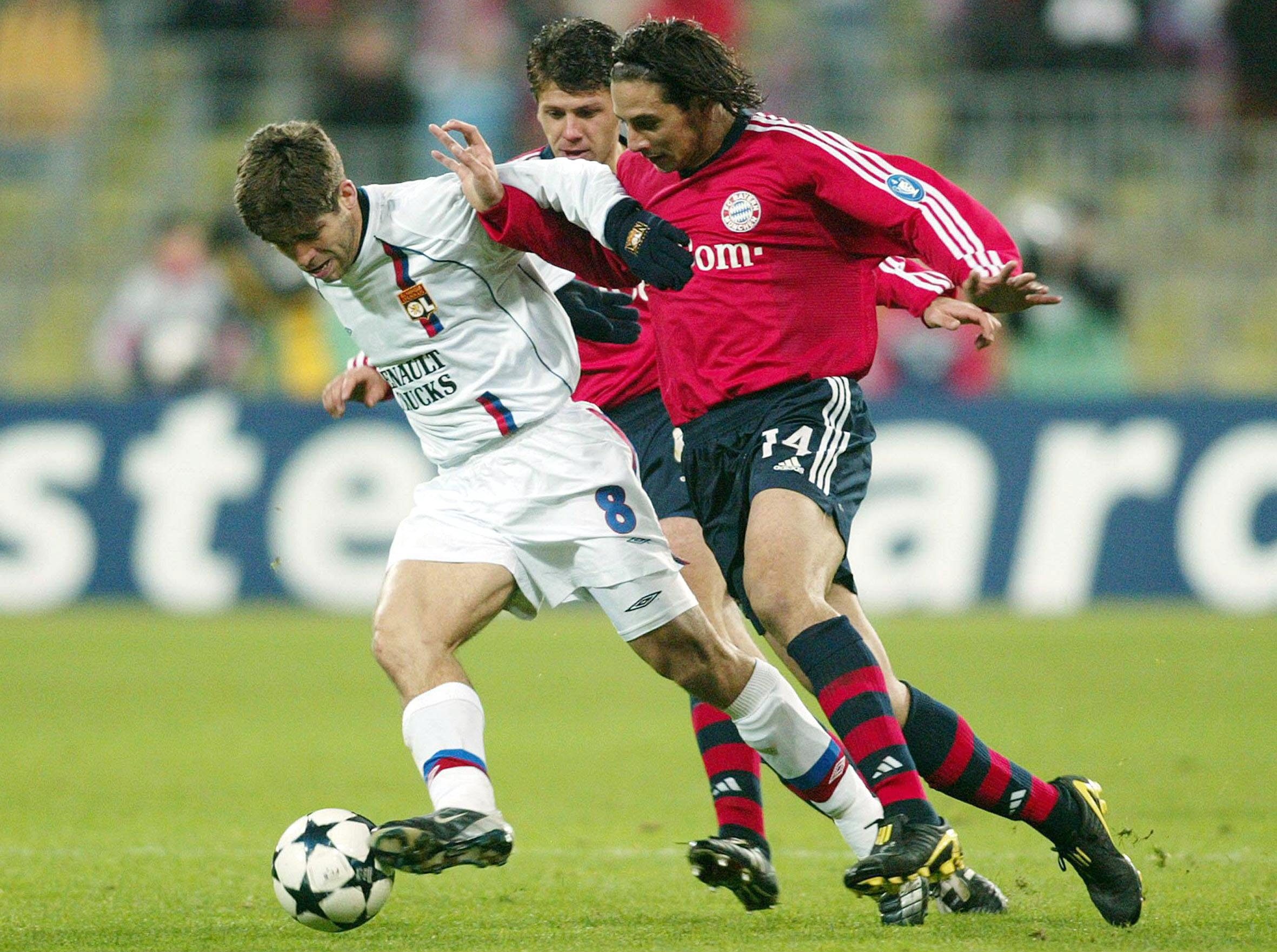 Juninho Pernambucano in action for Lyon against Bayern Munich in the Champions League in November 2003.