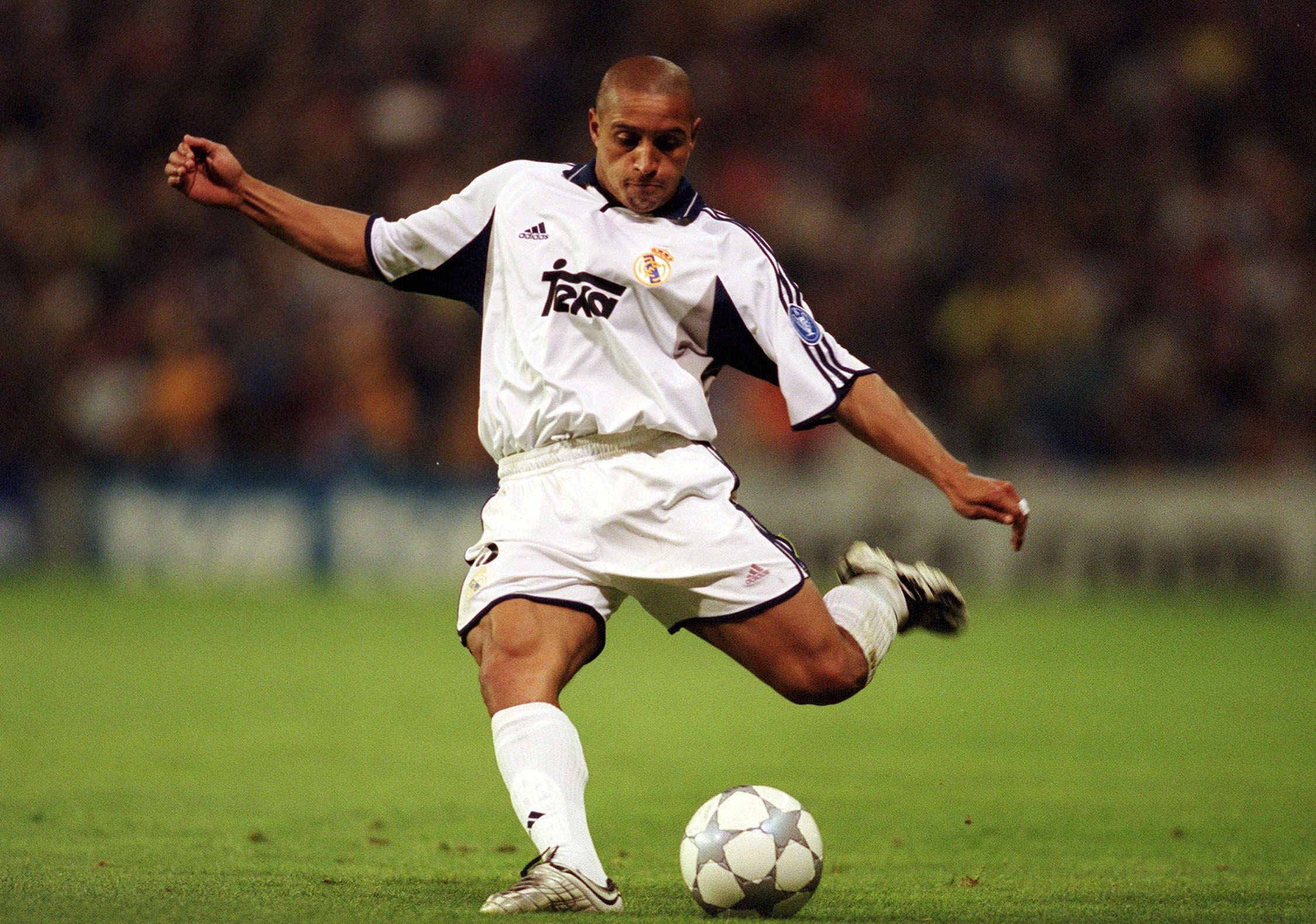 Roberto Carlos in action for Real Madrid against Bayern Munich in the Champions League in May 2001.