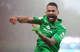 Willian Jose celebrates a goal for Real Betis against Girona in March 2024.