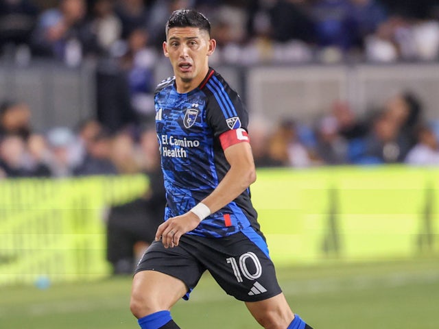 Cristian Espinoza in action for San Jose Earthquakes on March 29, 2025