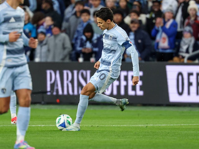 Daniel Salloi in action for Sporting Kansas City on April 5, 2025