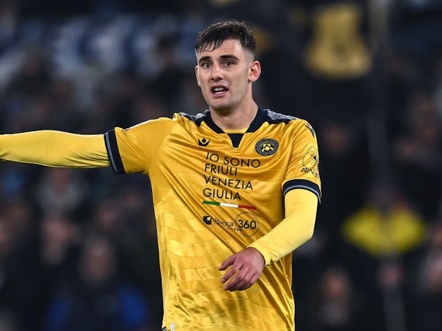 Udinese's Lorenzo Lucca on March 10, 2025