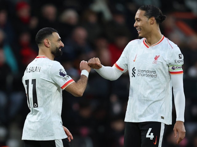 Liverpool duo Mohamed Salah and Virgil van Dijk on February 1, 2025