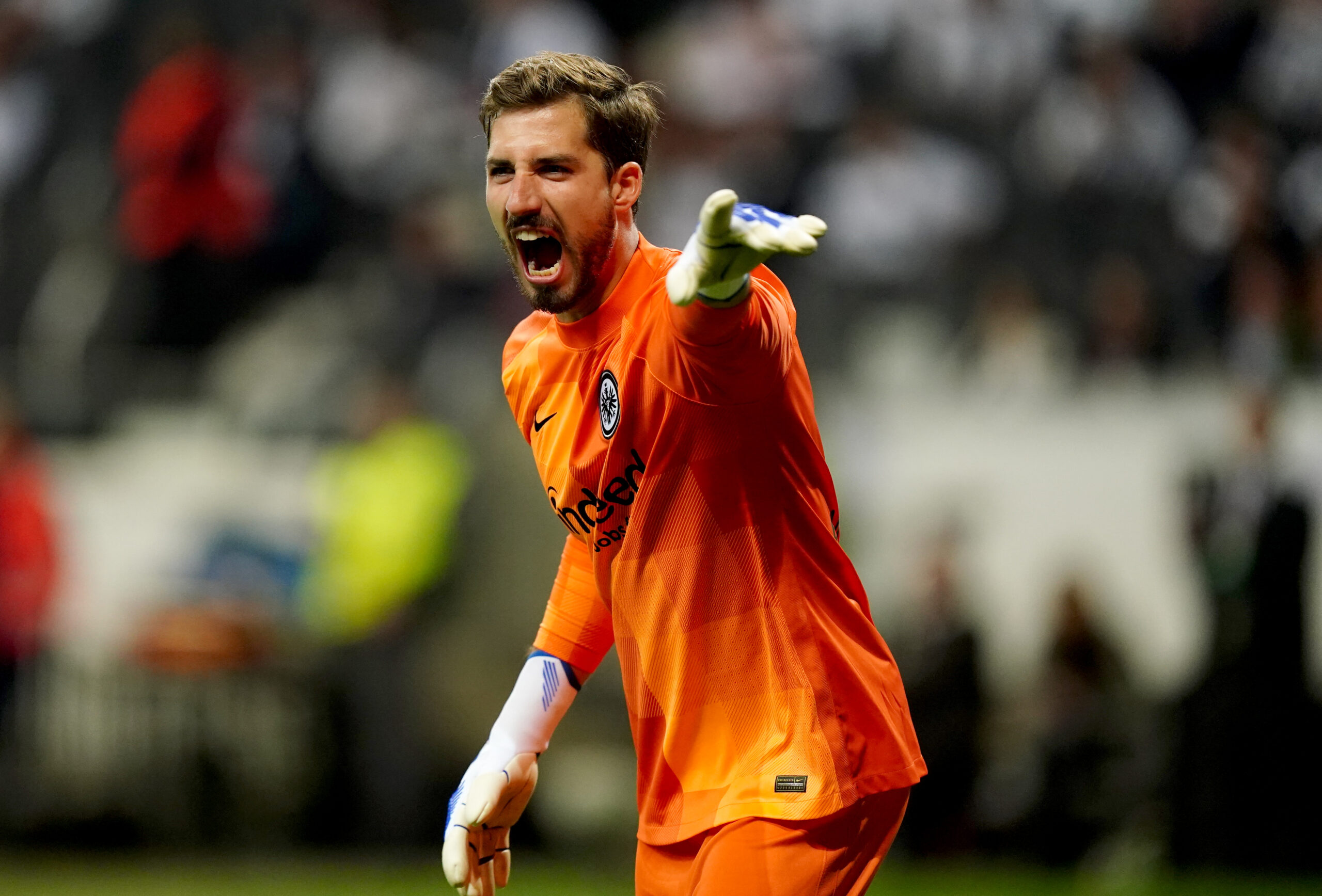 Eintracht Frankfurt's Kevin Trapp gestures