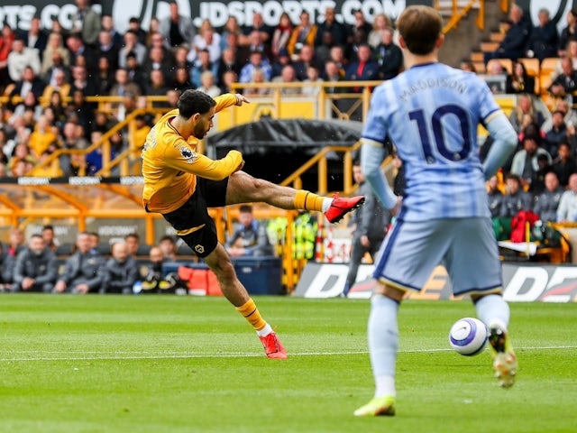 Rayan Ait Nouri makes it 1-0 to Wolverhampton Wanderers on April 13, 2025