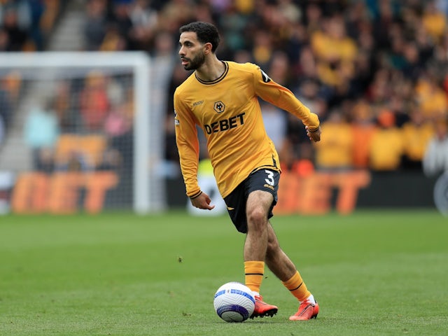 Rayan Ait Nouri of Wolverhampton Wanderers in action on April 13, 2025