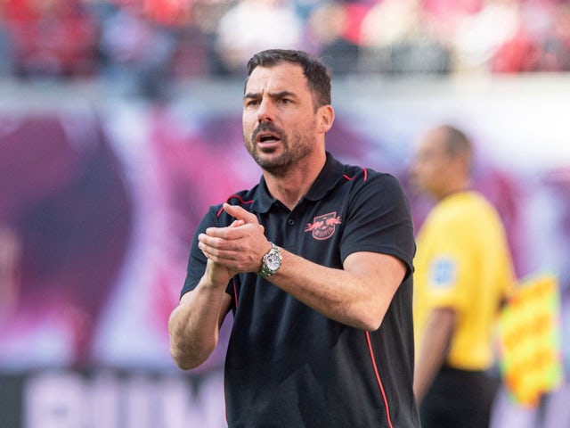RB Leipzig interim boss Zsolt Low during his side's match against Hoffenheim, on April 5, 2025