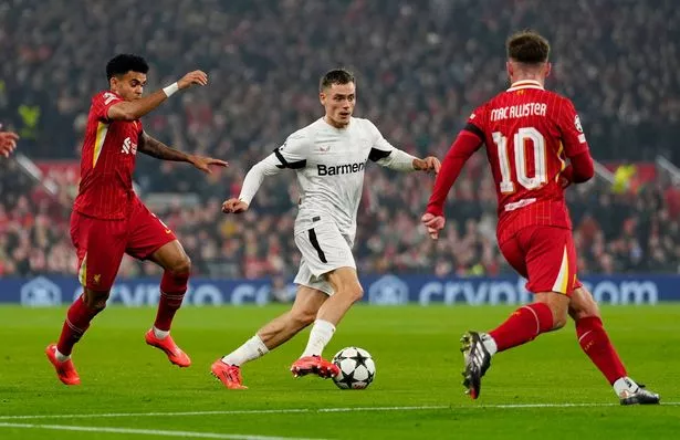 Florian Wirtz in action against Liverpool