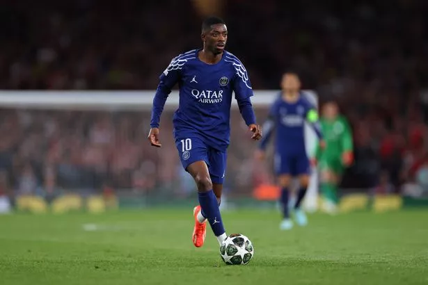 Ousmane Dembele of Paris Saint Germain during the UEFA Champions League 2024/25 Semi Final First Leg match between Arsenal FC and Paris Saint-Germain at Emirates Stadium on April 29, 2025 in London, England.