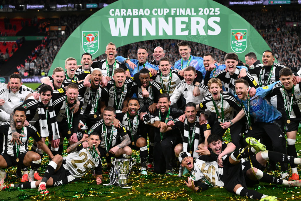 Newcastle celebrate their League Cup win