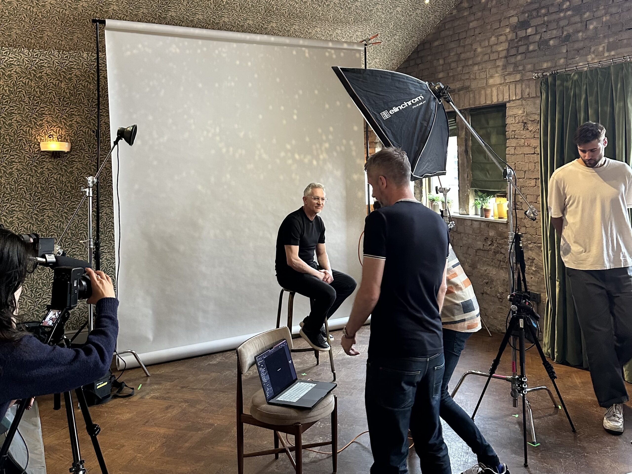 Behind the scenes shot of Gary Lineker