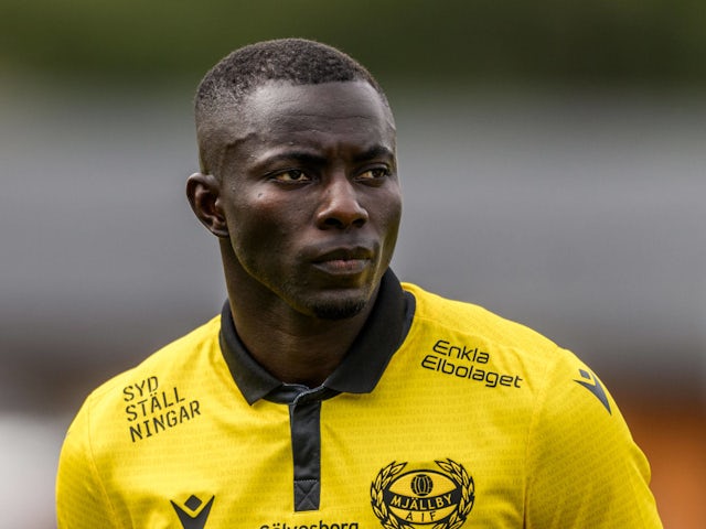 Mjallby AIF forward Abdoulie Manneh in April 2025.