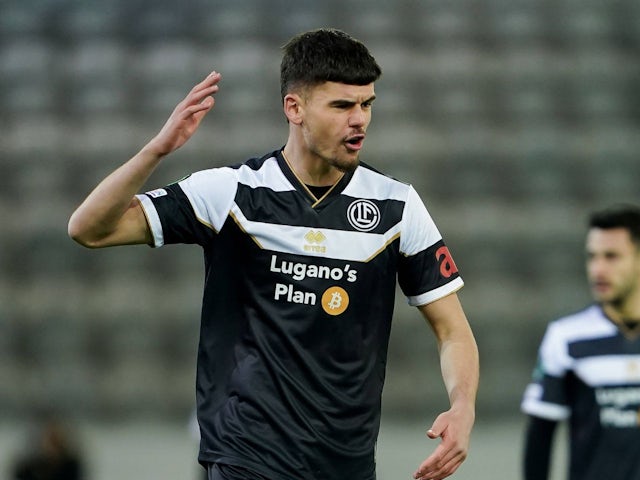 Lugano's Albian Hajdari in action on March 13, 2025
