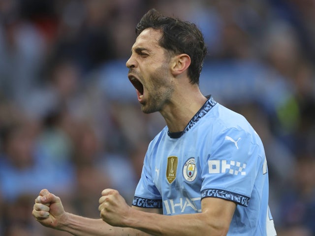 Manchester City's Bernardo Silva celebrates on May 20, 2025