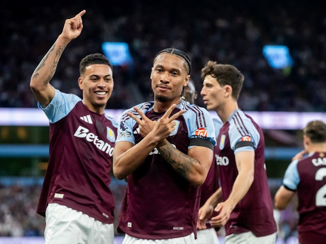 Boubacar Kamara scores and celebrates for Aston Villa on May 16, 2025