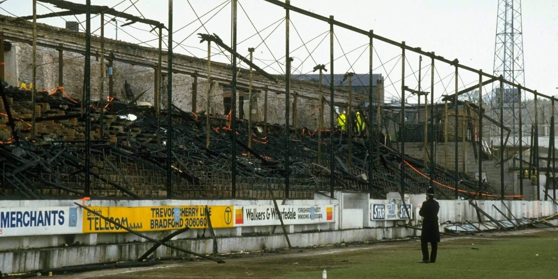 11 May 1985:  A general view of the burnt out stands in the wake of the disaster at the Bradford City ground in Bradford, England.  Mandatory Credit: Allsport UK /Allsport