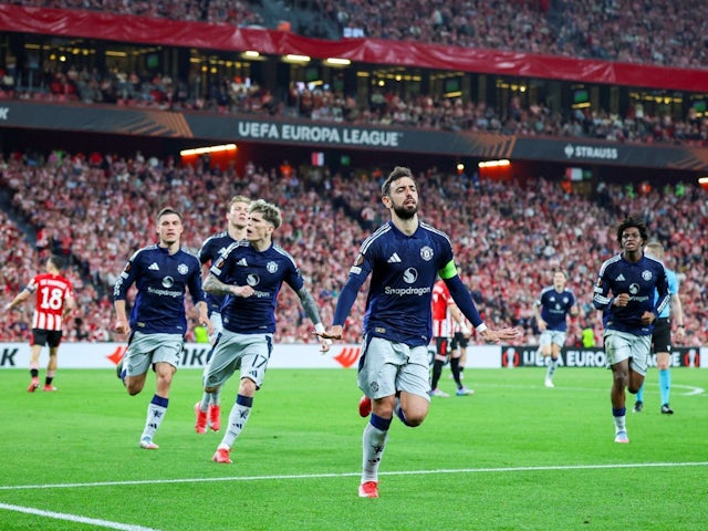 Bruno Fernandes of Manchester United during his side's match against Athletic Bilboa, on May 1, 2025