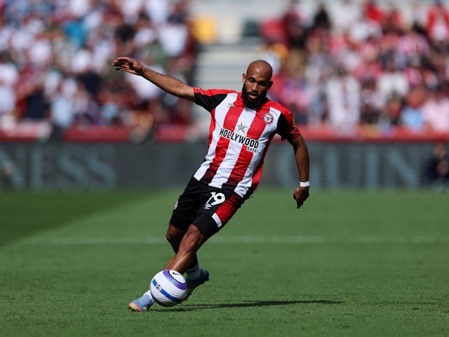 Bryan Mbeumo of Brentford during his side's match against Fulham, on May 18, 2025
