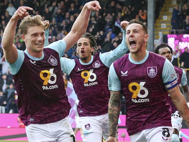 Burnley celebrate goal against Sheffield United in April 2025.