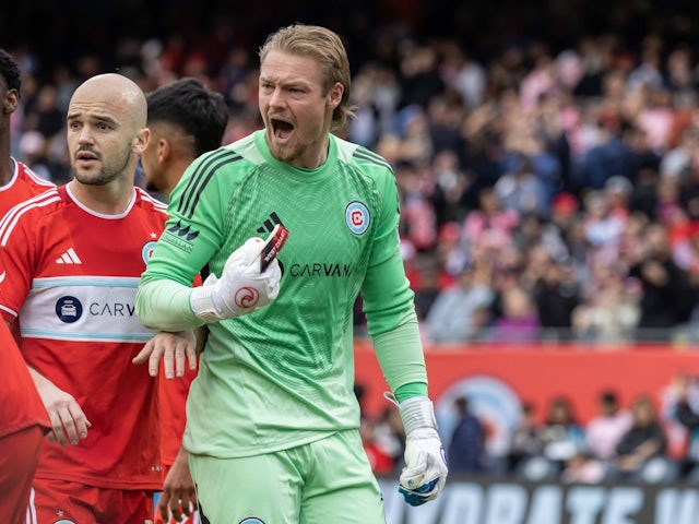 Chicago Fire goalkeeper Chris Brady on April 13, 2025