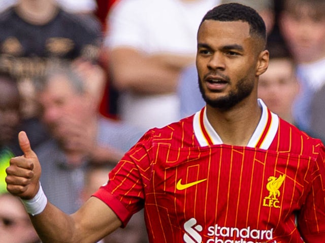 Liverpool's Cody Gakpo celebrates scoring on May 11, 2025