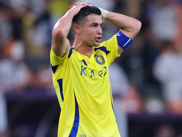 Al-Nassr forward Cristiano Ronaldo reacts on April 30, 2025