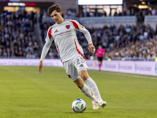 Dallas FC player Logan Farrington on April 25, 2025