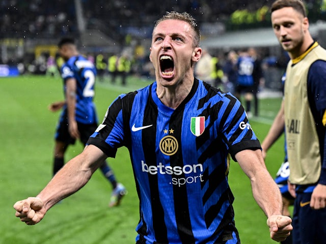 Inter Milan's Davide Frattesi celebrates his goal on May 6, 2025