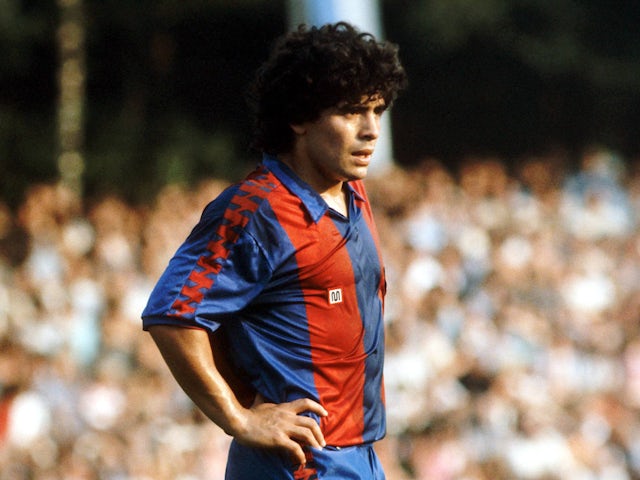 Diego Maradona playing for Barcelona in 1982