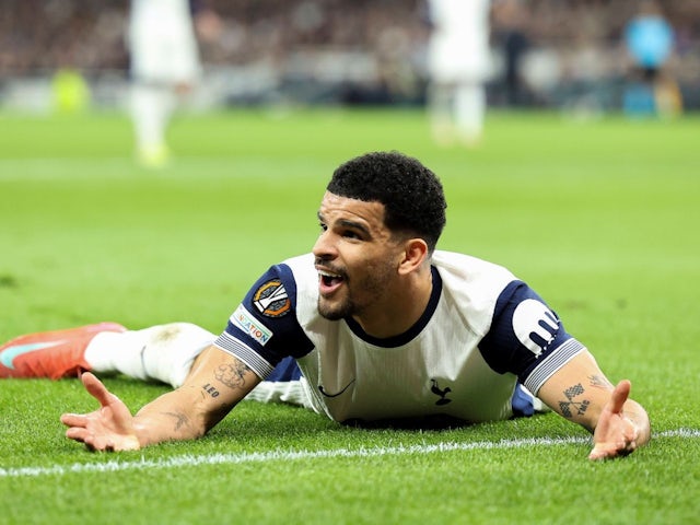 Dominic Solanke of Tottenham Hotspur during his side's match against Eintracht Frankfurt, on April 10, 2025