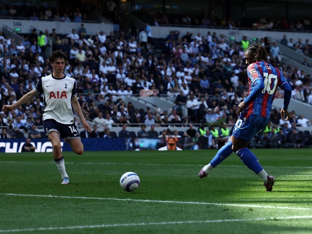 Eberechi Eze of Crystal Palace scores against Tottenham Hotspur, on May 11, 2025