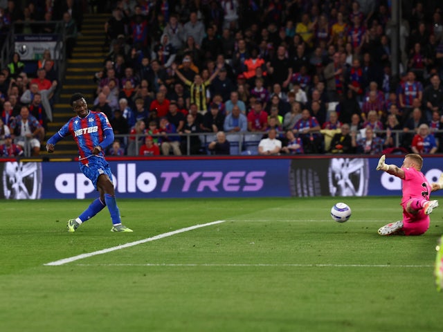 Crystal Palace's Eddie Nketiah scores his second goal on May 20, 2025