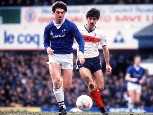Everton's Kevin Ratcliffe and Ipswich Town's Kevin Wilson during their FA Cup quarter-final in 1985