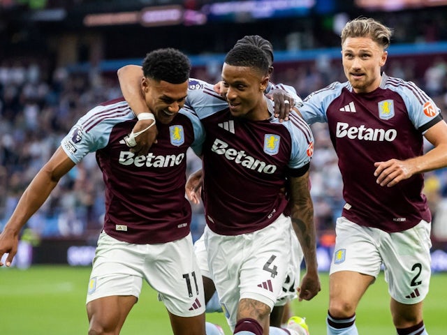 Ezri Konsa scores and celebrates for Aston Villa on May 16, 2025