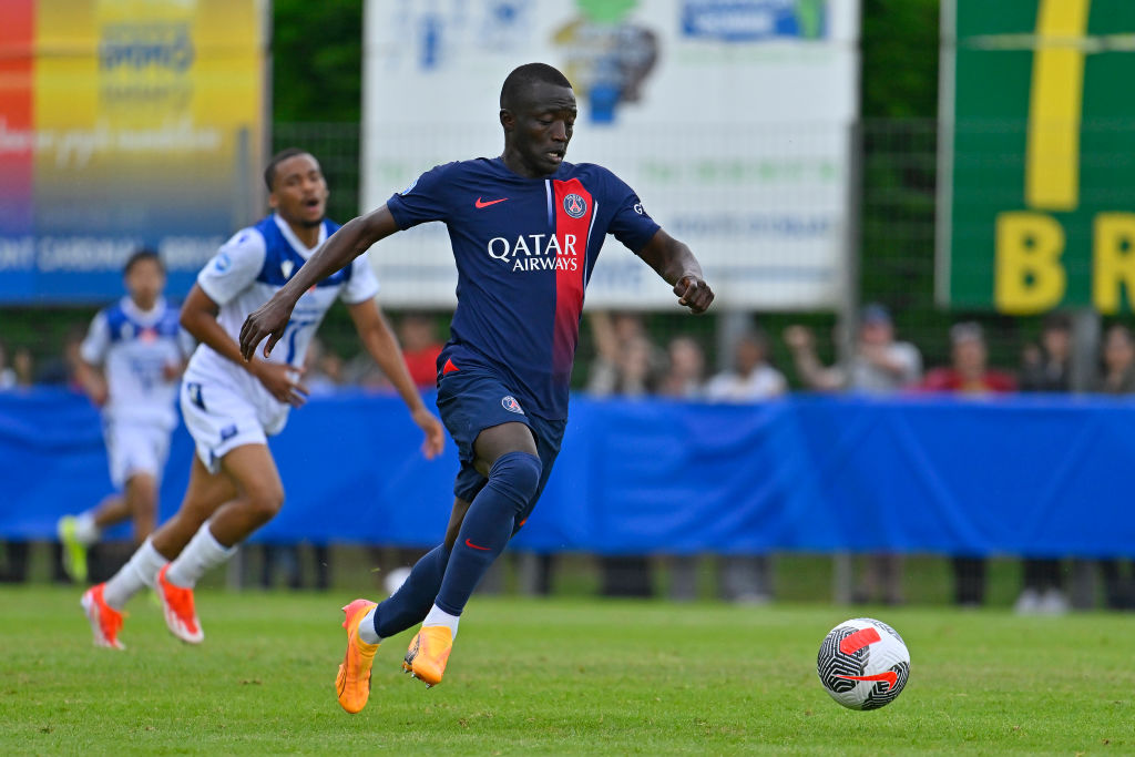 BRIVE-LA-GAILLARDE, FRANCE - JUNE 16: YMahamadou Sangare of Paris Saint-Germain runs with the ball during the U19 Championship final between Paris Saint-Germain U19 and AJ Auxerre U19 on June 16, 2024 in Brive-la-Gaillarde, France. (Photo by Aurelien Meunier - PSG/PSG via Getty Images) Manchester City