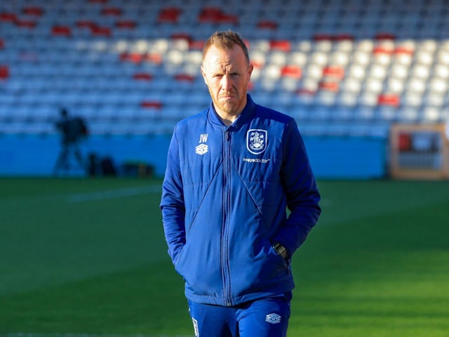 Interim head coach of Huddersfield Town Jonathan Worthington during his side's match against Lincoln City, on April 1, 2025