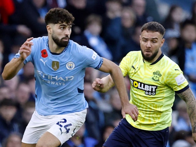 Manchester City's Josko Gvardiol in action with Southampton's Adam Armstrong on October 26, 2024