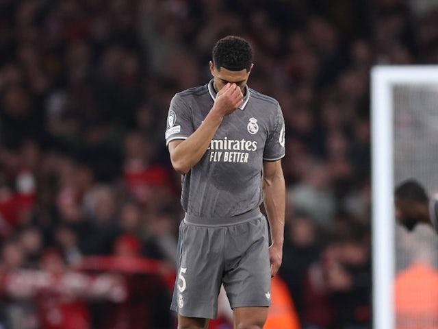 Real Madrid's Jude Bellingham looks dejected on April 8, 2025