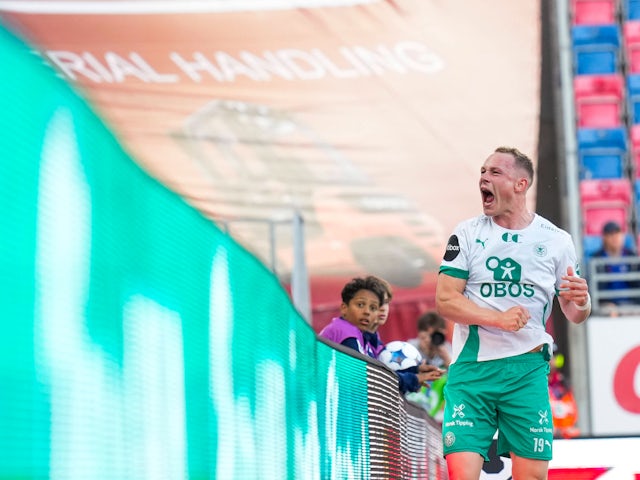 Kristian Lien celebrates scoring a goal on May 16, 2025