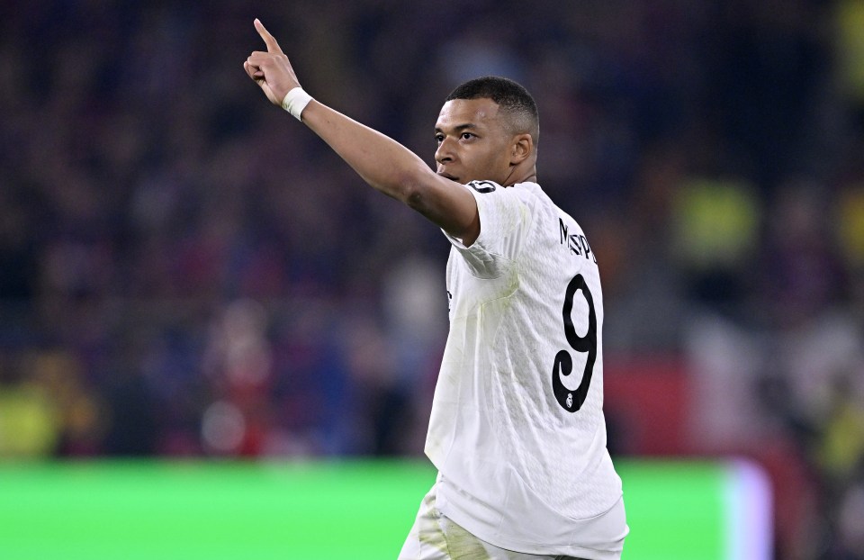 Kylian Mbappé of Real Madrid celebrating a goal.