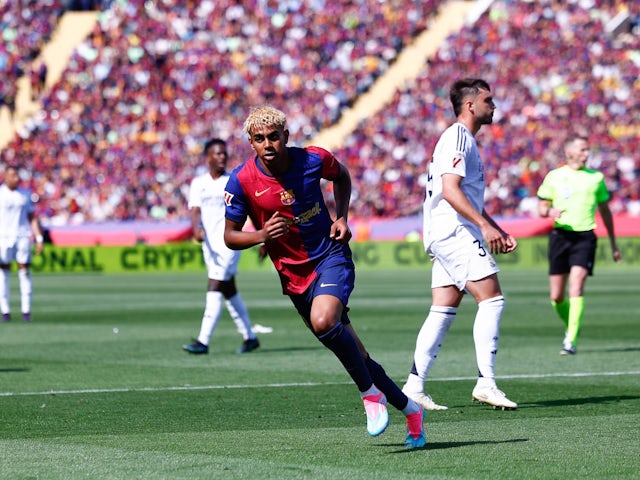 Barcelona's Lamine Yamal in action against Real Madrid on May 11, 2025